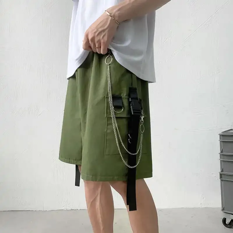 Loose Black Gothic Cargo Shorts - Perfect for a Unique and Edgy Style Statement