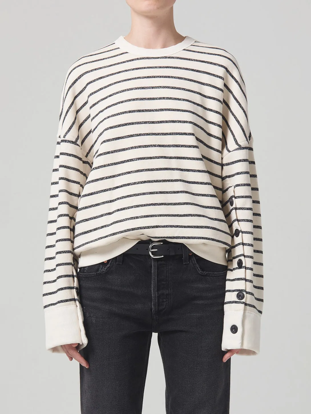 Luella Cape Sleeve Fleece - Channing Stripe