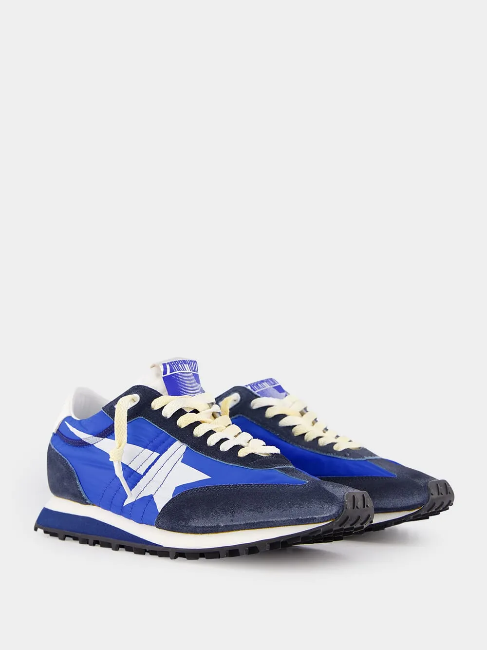 Marathon Sneakers With Blue Nylon Upper And White Star