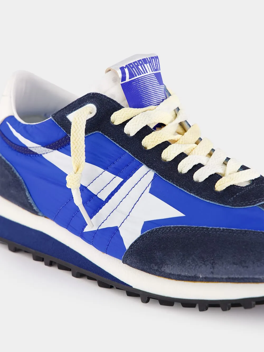 Marathon Sneakers With Blue Nylon Upper And White Star