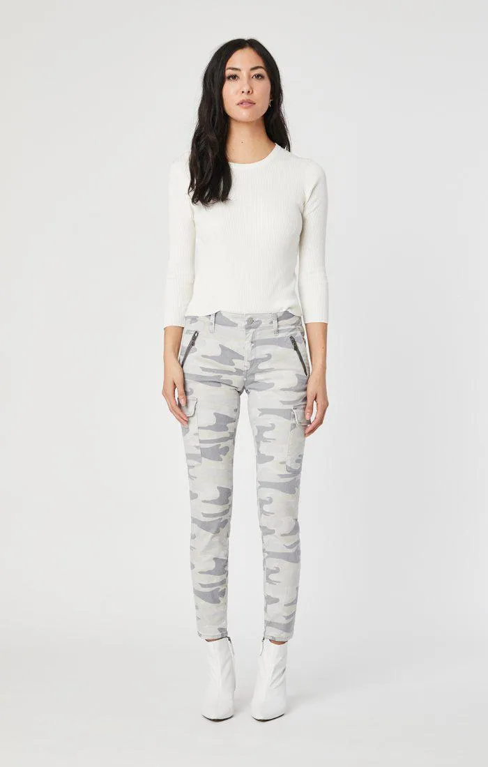 Mavi Jeans Juliette Skinny Cargo in Light Grey Camo