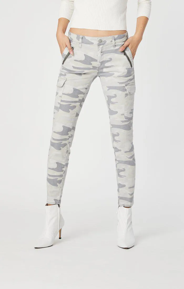 Mavi Jeans Juliette Skinny Cargo in Light Grey Camo