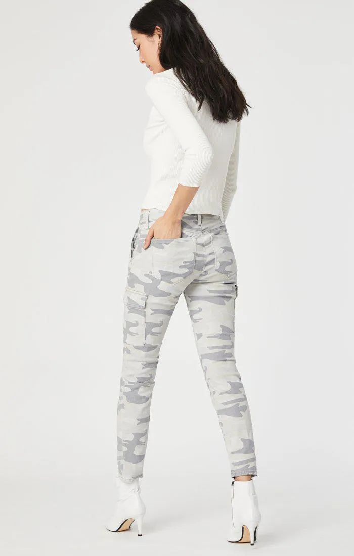 Mavi Jeans Juliette Skinny Cargo in Light Grey Camo