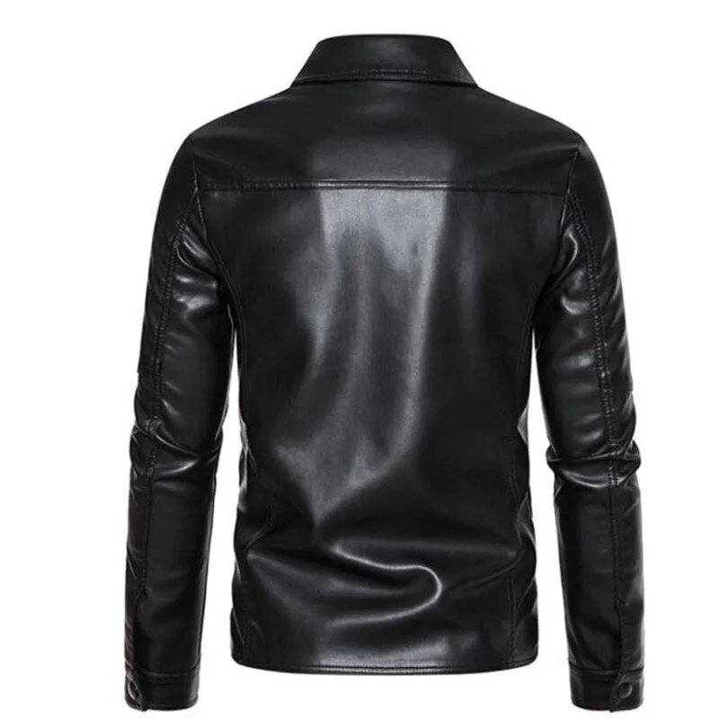 Men's Autumn Synthetic Leather Street Outerwear Motorcycle Jackets