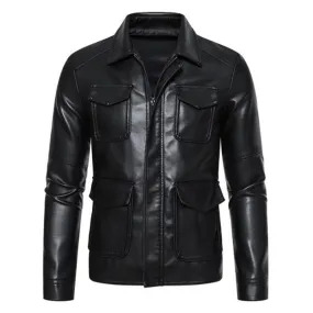 Men's Autumn Synthetic Leather Street Outerwear Motorcycle Jackets