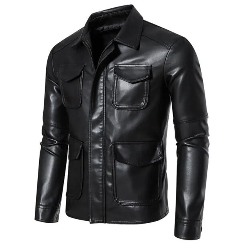 Men's Autumn Synthetic Leather Street Outerwear Motorcycle Jackets