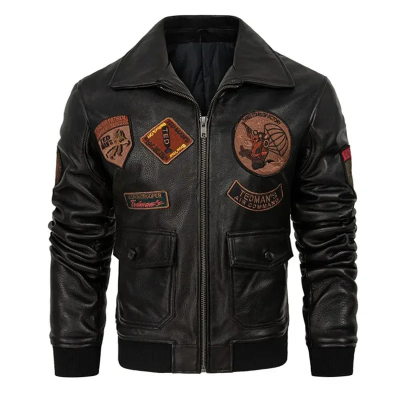 Men's Casual Genuine Sheepskin Leather Moto Biker Street Jacket