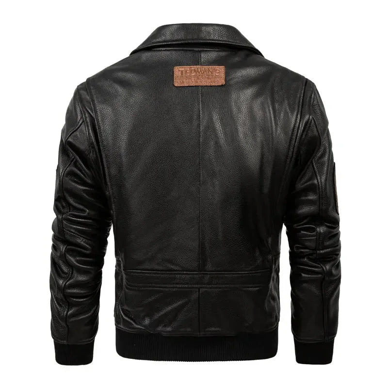 Men's Casual Genuine Sheepskin Leather Moto Biker Street Jacket