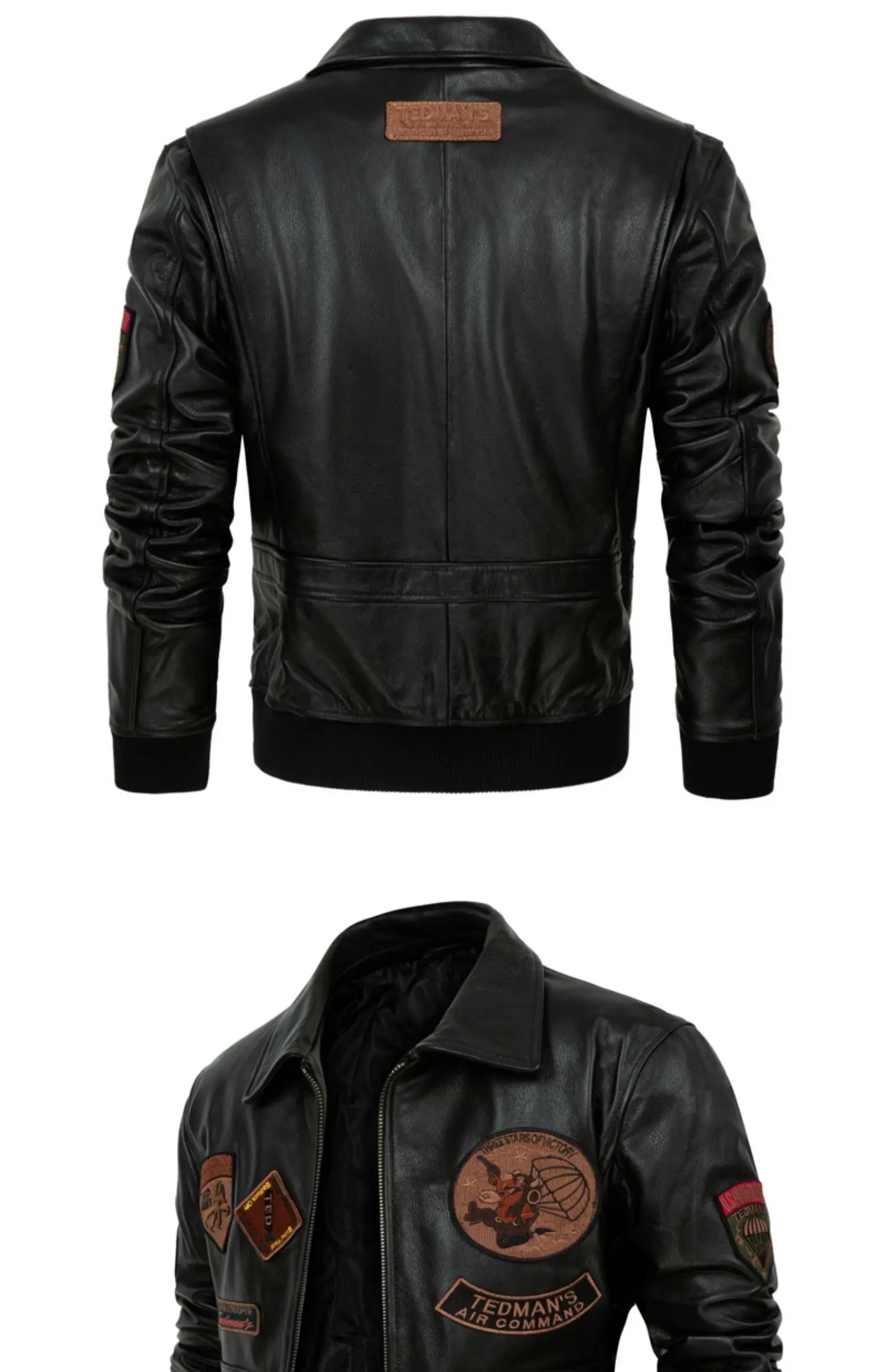 Men's Casual Genuine Sheepskin Leather Moto Biker Street Jacket