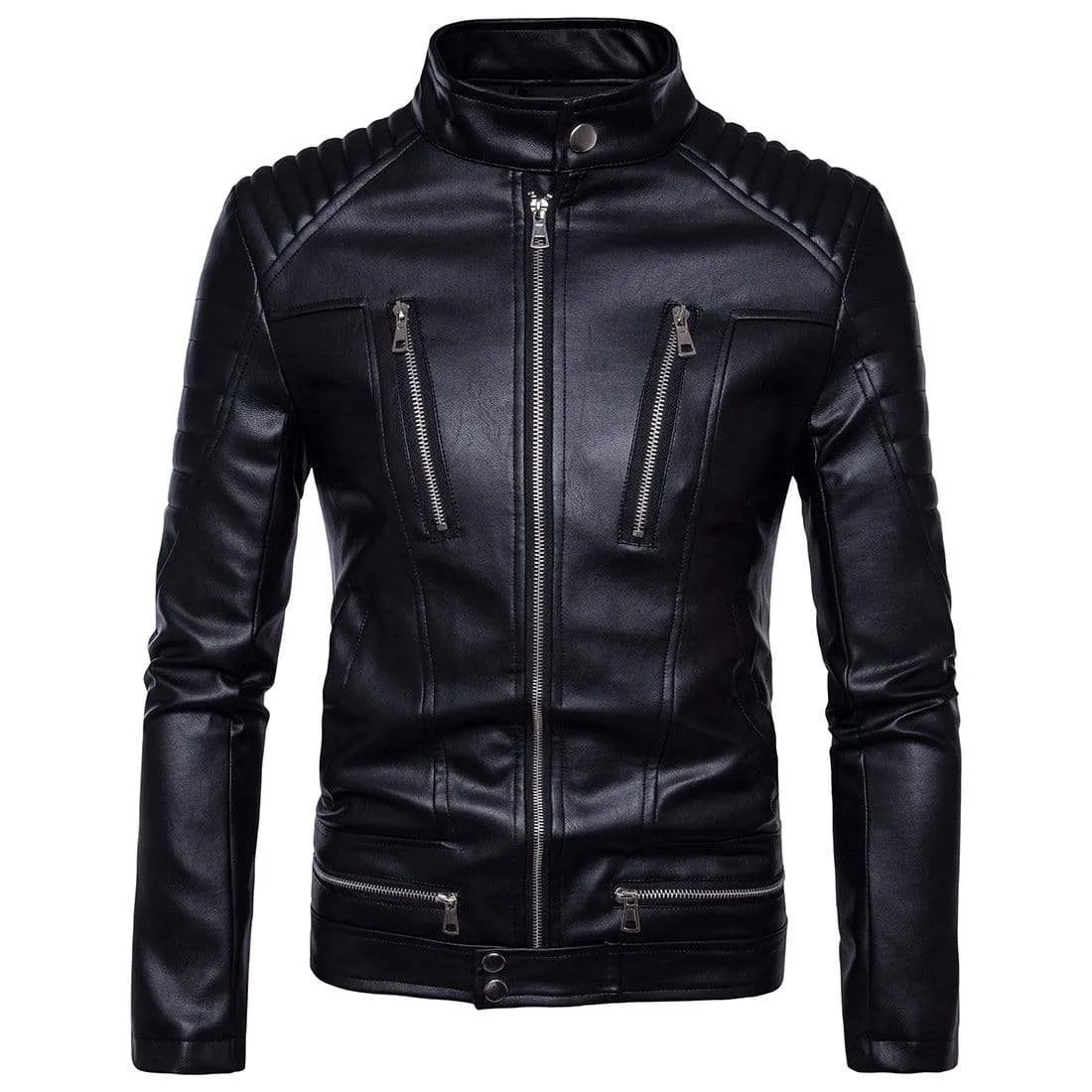 Men's Punk Stand Collar Multi-zips Jackets