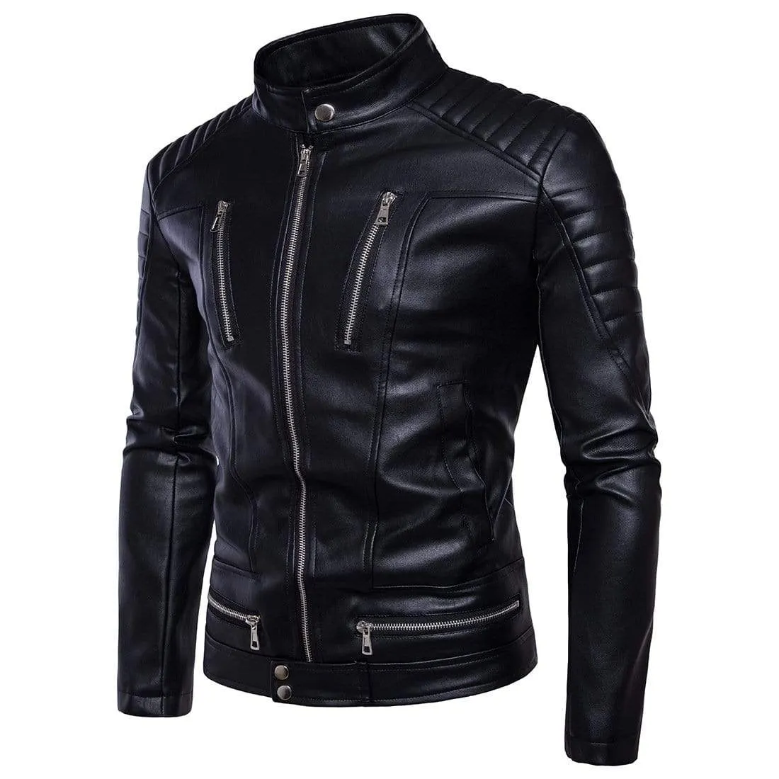 Men's Punk Stand Collar Multi-zips Jackets