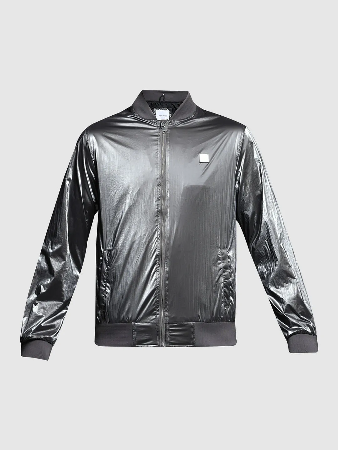 Metallic Grey Bomber Jacket