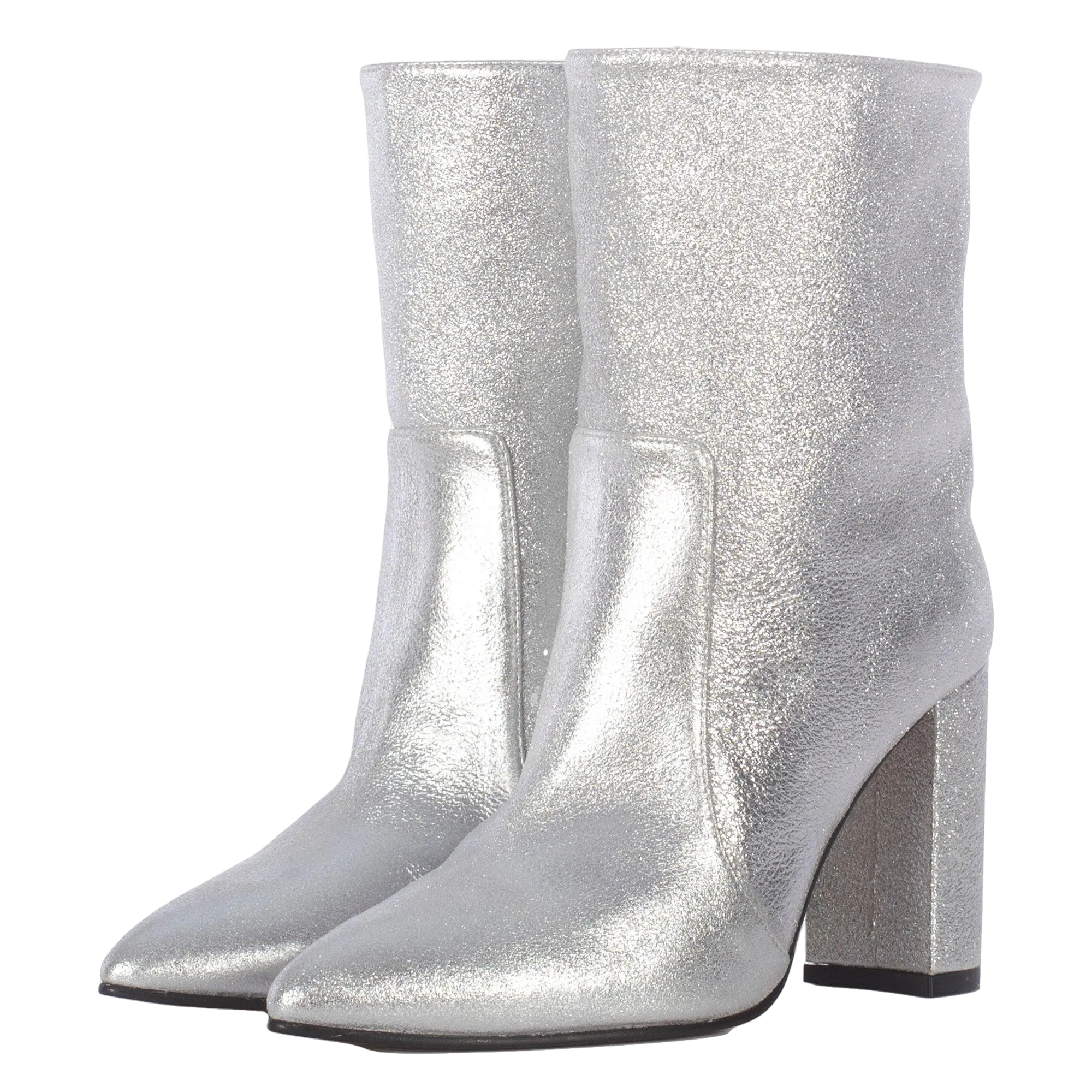 METALLIC WHITE ANKLE BOOTS