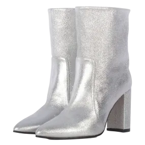 METALLIC WHITE ANKLE BOOTS