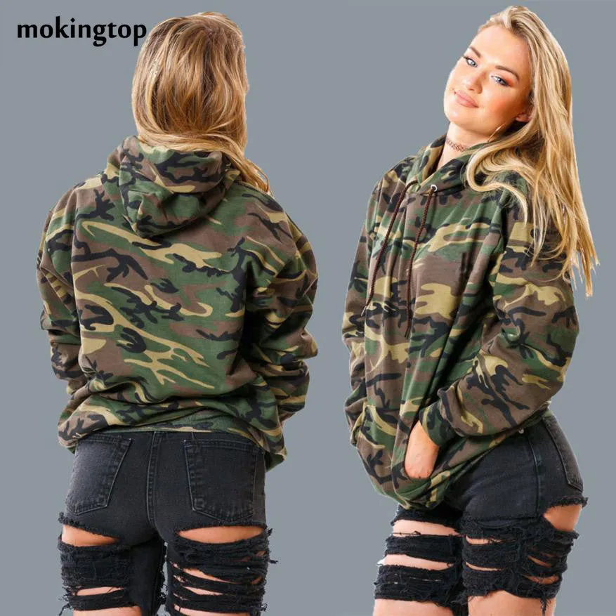 mokingtop Camouflage Hooded Women Shirt Autumn Long Sleeve Loose Shirt Casual Fashion Tops Poleras De Mujer#A11 SM6