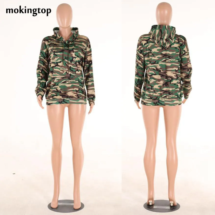 mokingtop Camouflage Hooded Women Shirt Autumn Long Sleeve Loose Shirt Casual Fashion Tops Poleras De Mujer#A11 SM6