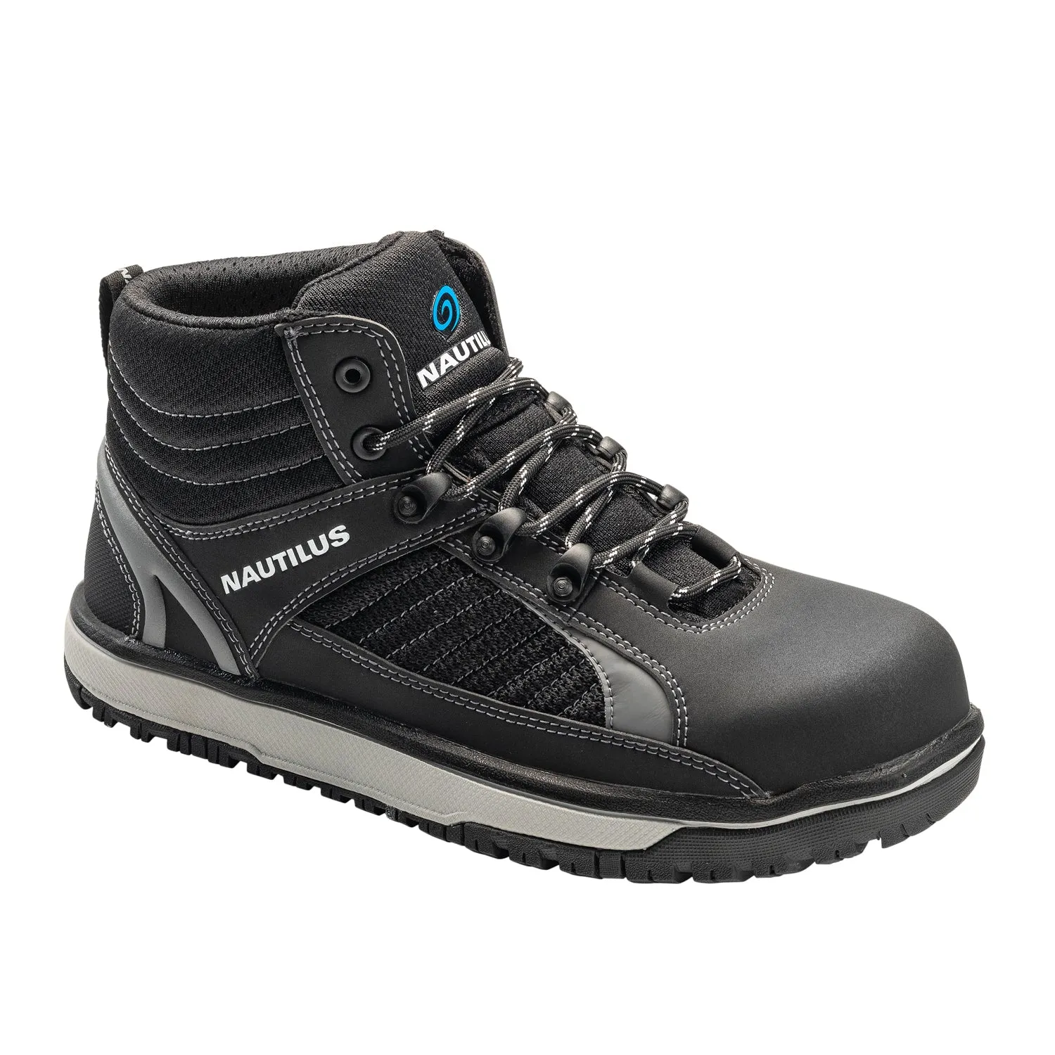 Nautilus Mens Urban Mid Black Faux Leather Work Boots