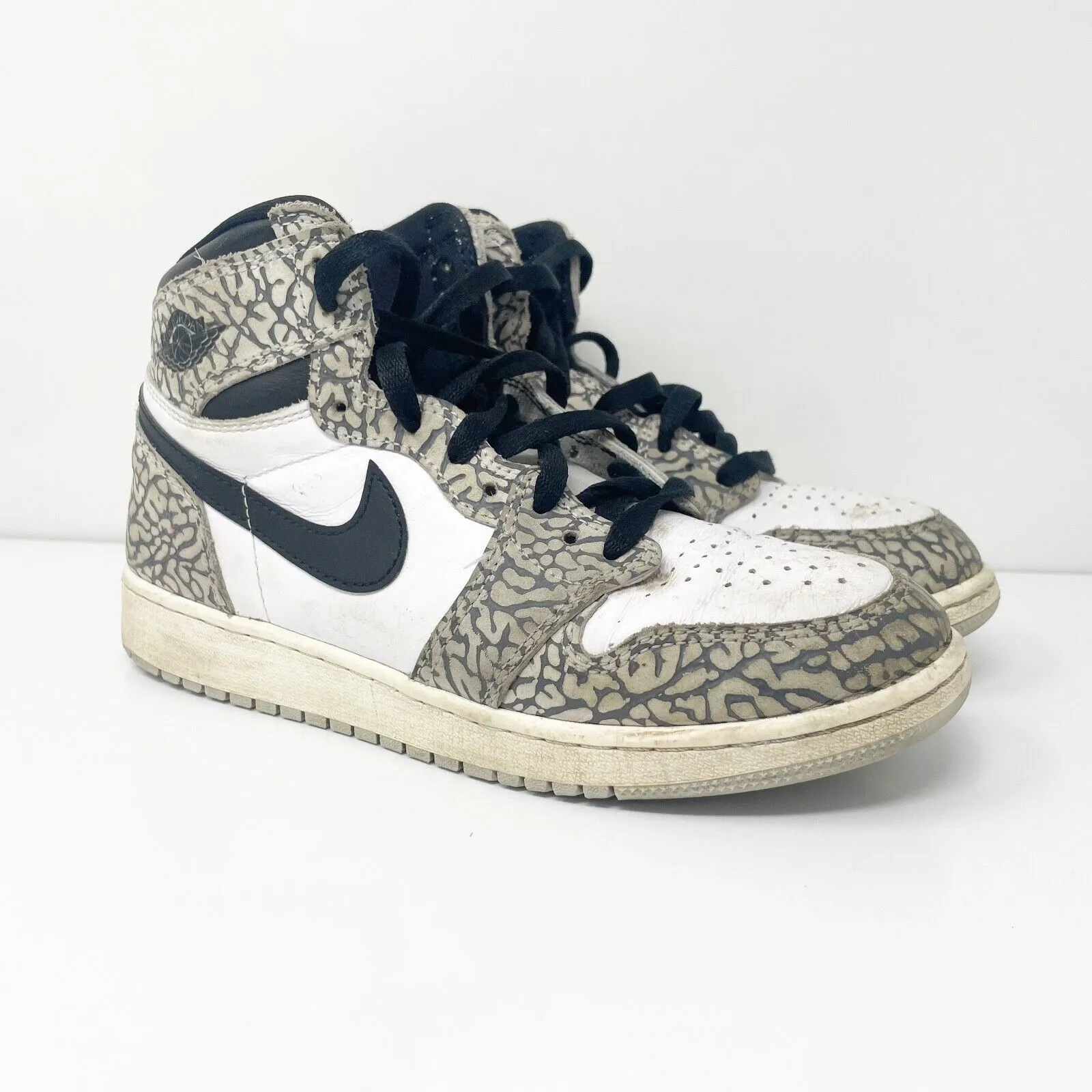 Nike Boys Air Jordan 1 Hi FD1437-052 Beige Basketball Shoes Sneakers Size 6Y