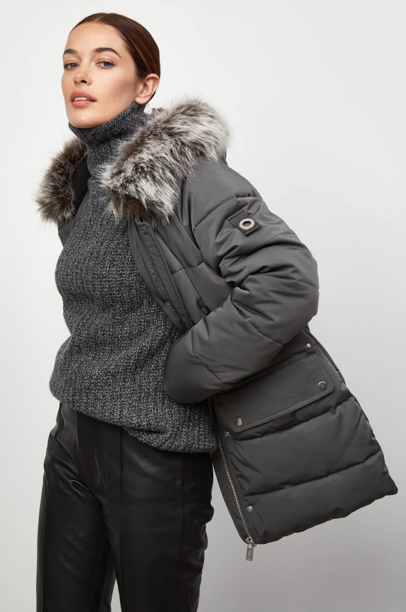 Nordic Mid-Length Faux Fur Parka Jacket