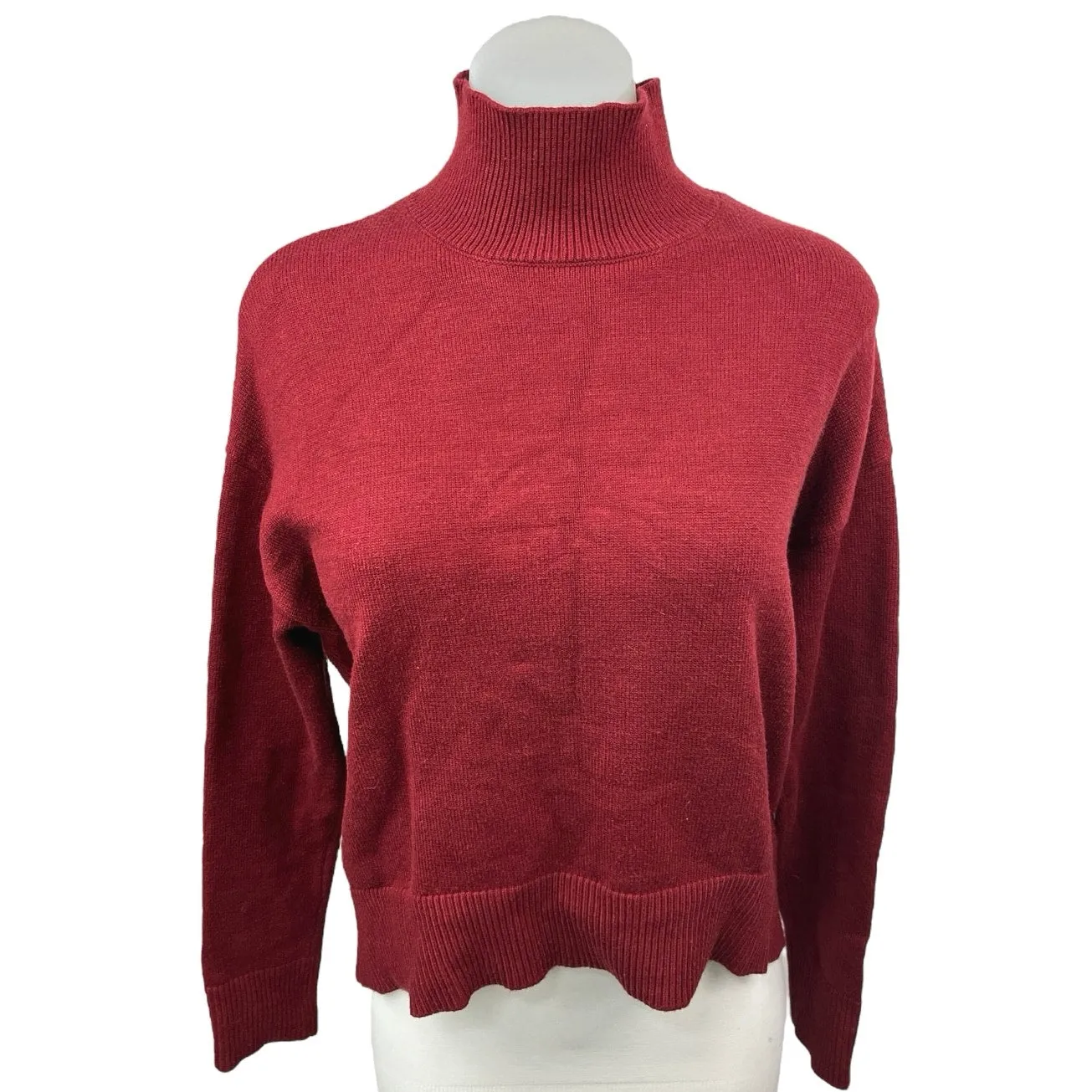 Oak + Fort Women's Red Turtleneck Knit Casual Pullover Sweater Top Size XS