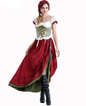 Oktoberfest Maid Outfits Dirndl Dress German Bavarian Beer Girl Costume Halloween Carnival Party Cosplay Fancy Long Dress