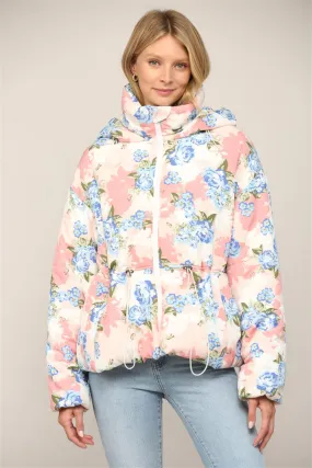 Olive and Bette's - Floral Puffer Jacket - Pink