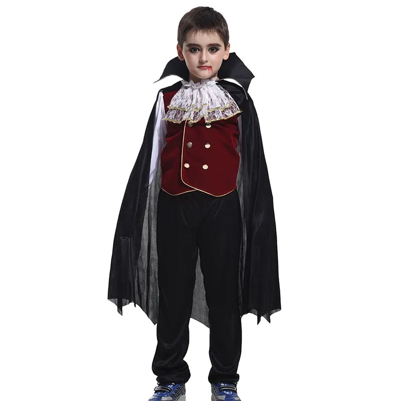 Party Halloween Kids Children Count Vampire Costume Fantasia Prince Vampire Cosplay Cloth For Boy