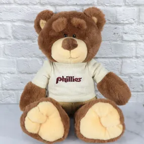 Philadelphia Phillies Fuzzy Wuzzy Phillies Cooperstown wordmark Cream Sweater | Dark Brown Teddy Bear