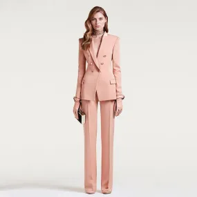 Pink Double Breast Women Pant Suit