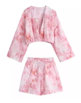 Pink Tie-Dye Shorts Set