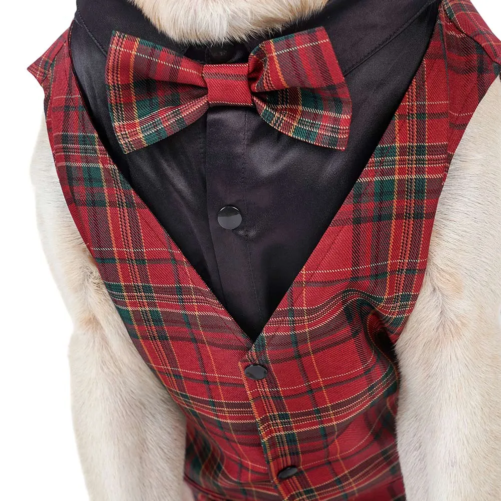 Plaid Pet Tuxedo Pet Vest Pet Dogs Coat Halloween Carnival Party Suit