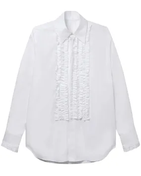 Pure White Ruffled Tuxedo Shirt