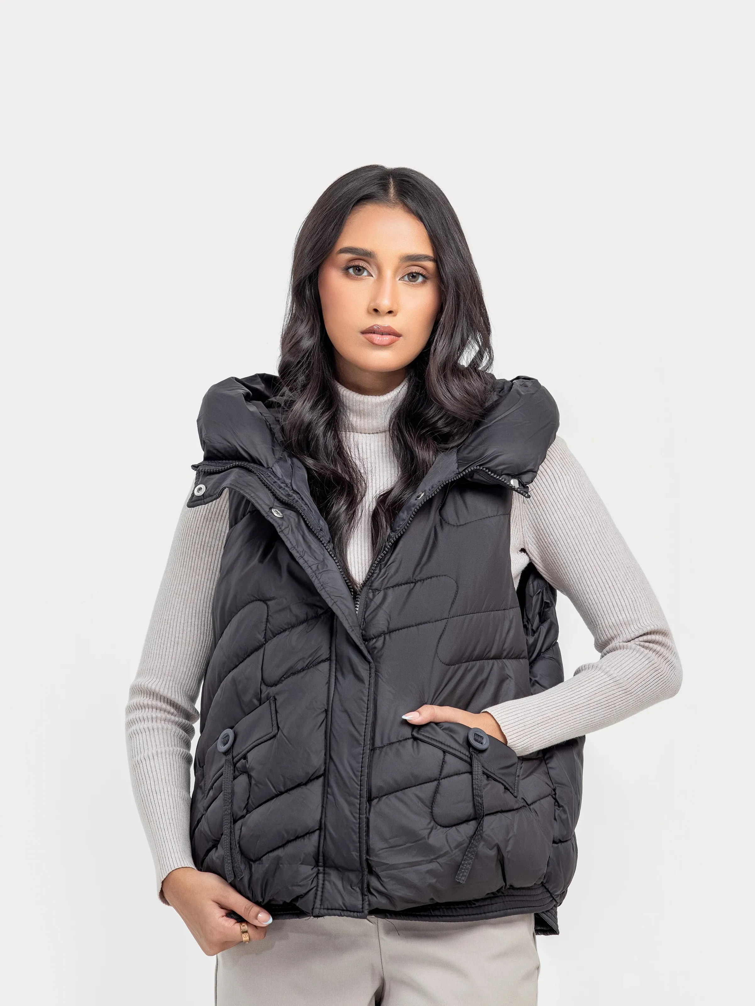 Quilted Gilet Hoodie - FWTJP24-018