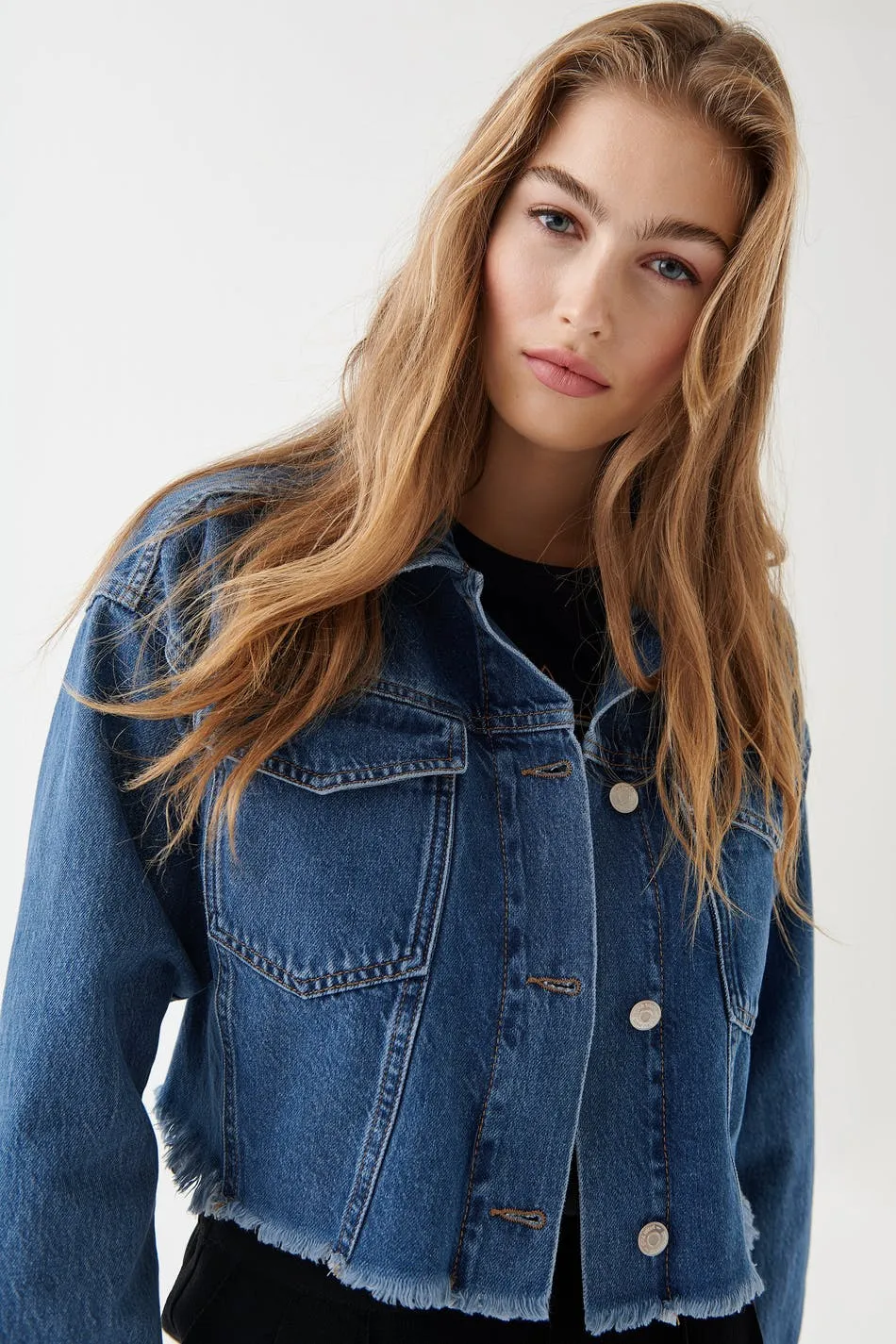 Raw cropped denim jacket