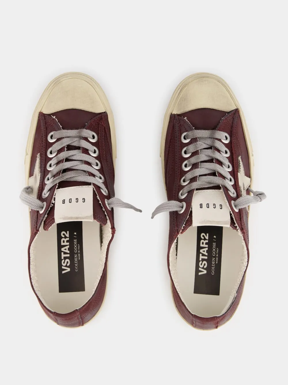 Red Wine V-Star 2 Sneakers With Cream Star