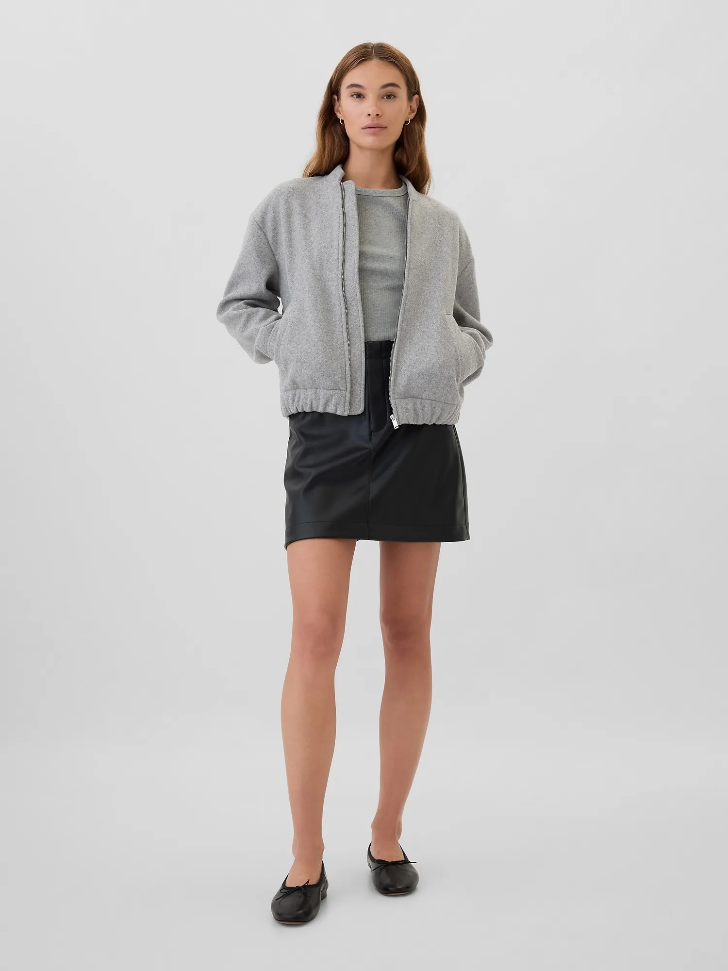 Relaxed Cropped Bomber Jacket