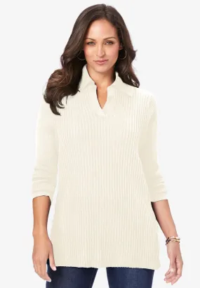 Ribbed Collar Sweater