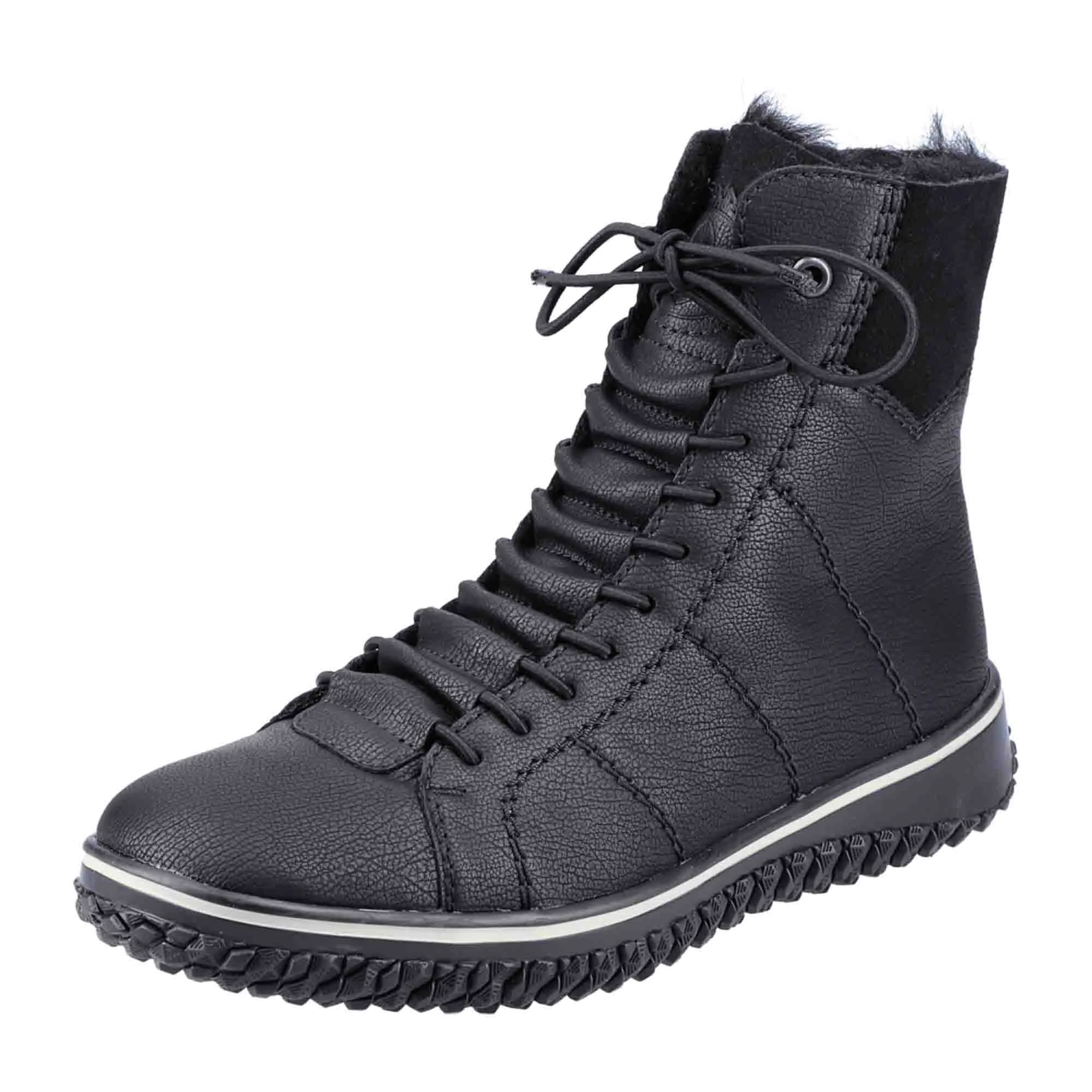 Rieker HWK Women's Black Lace-Up Boots with Warm Lining and Comfort System