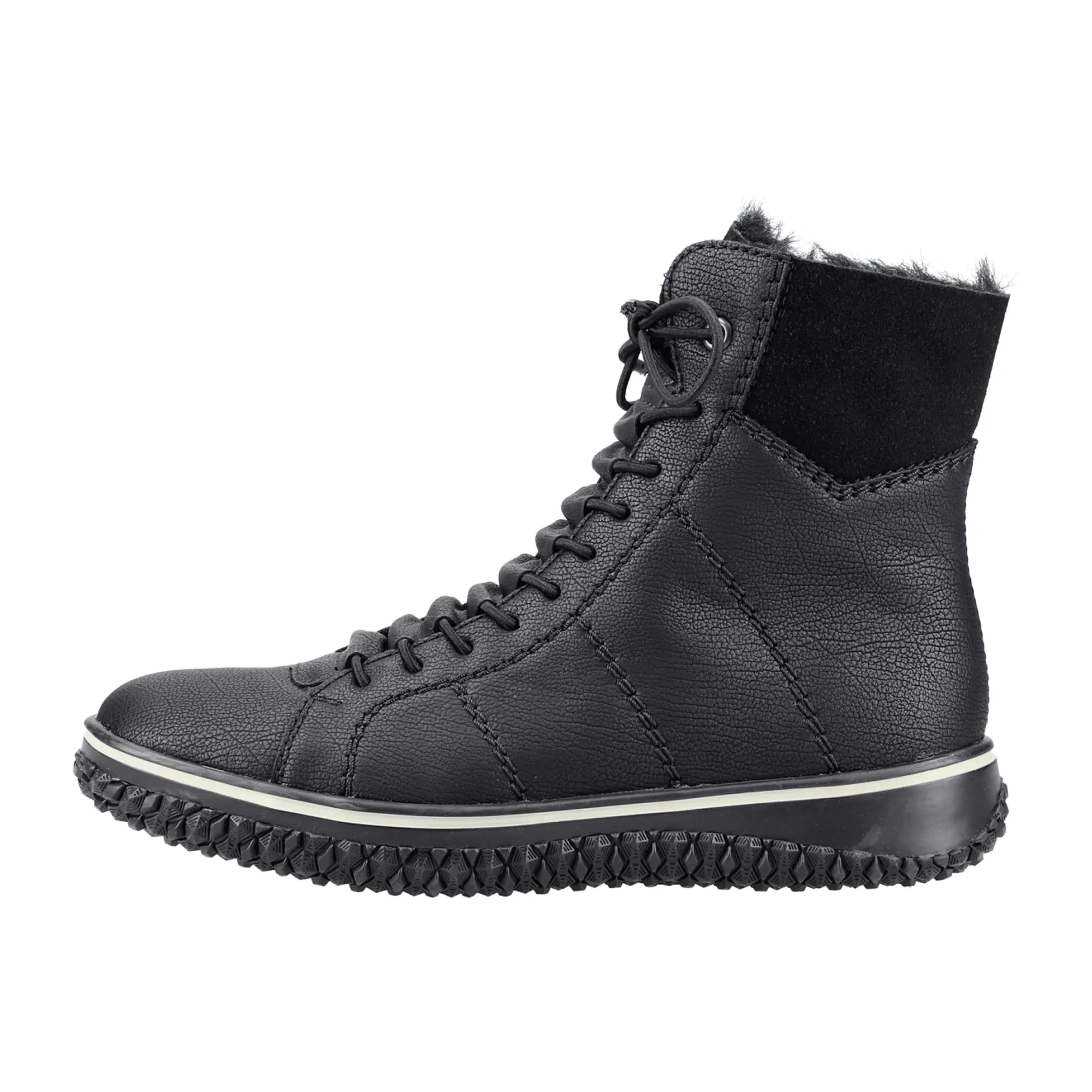 Rieker HWK Women's Black Lace-Up Boots with Warm Lining and Comfort System