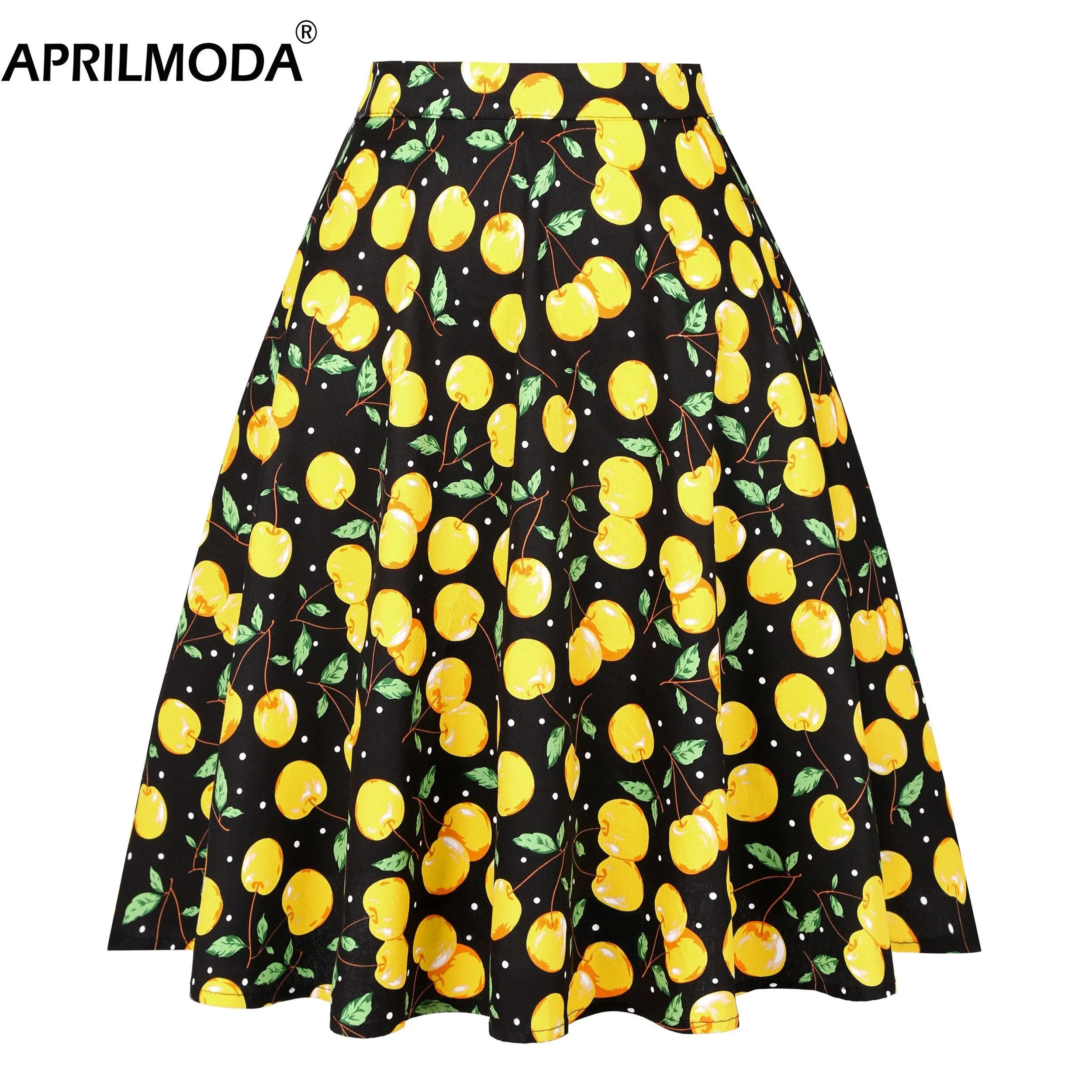 Robe Summer Travel Casual 50s 60s Women Skirt Lemon Floral Print Costume Cotton A-Line Knee-Length Plus Size Pin Up Swing Jurken