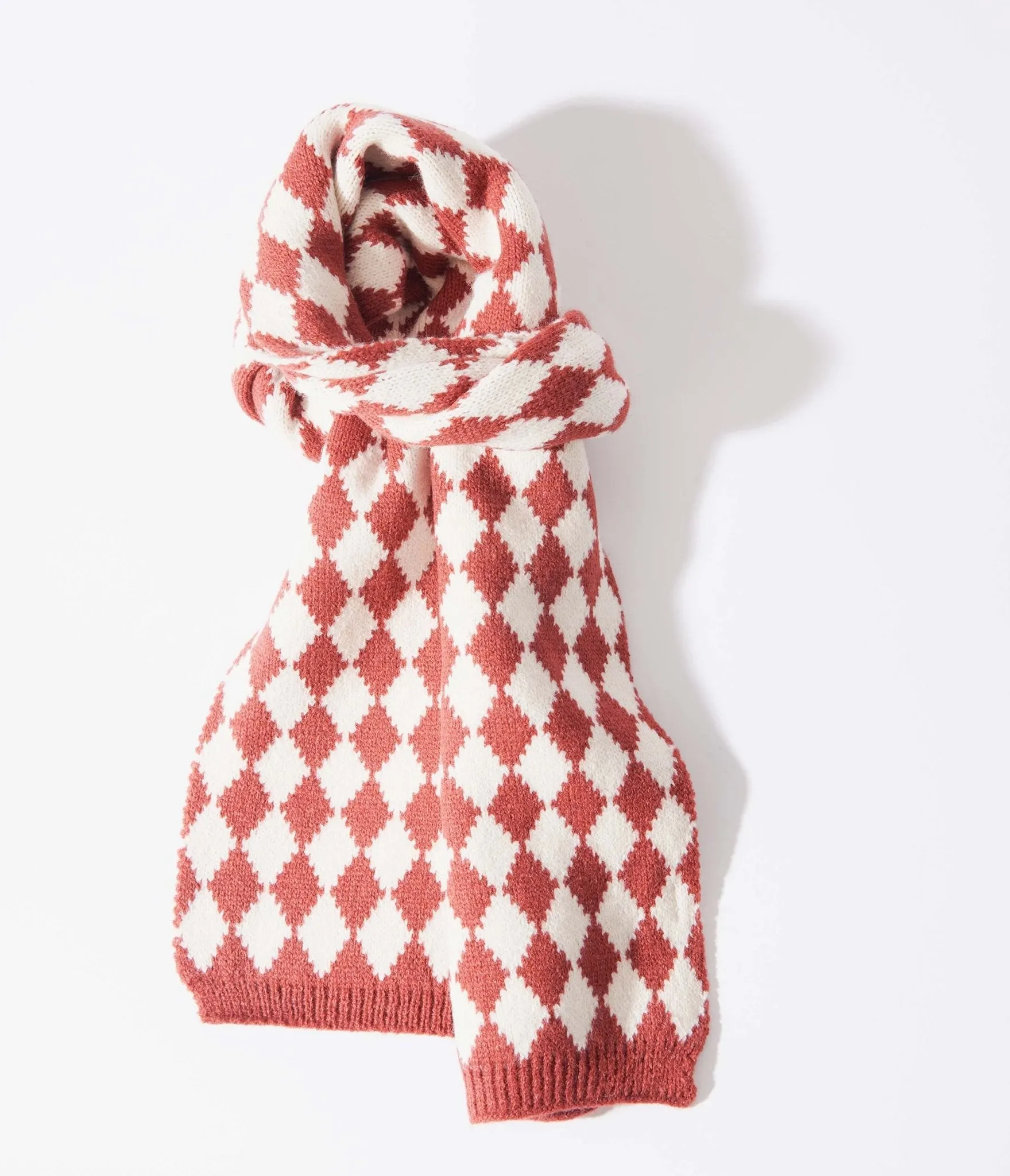 Rust & Ivory Checkered Diamond Scarf