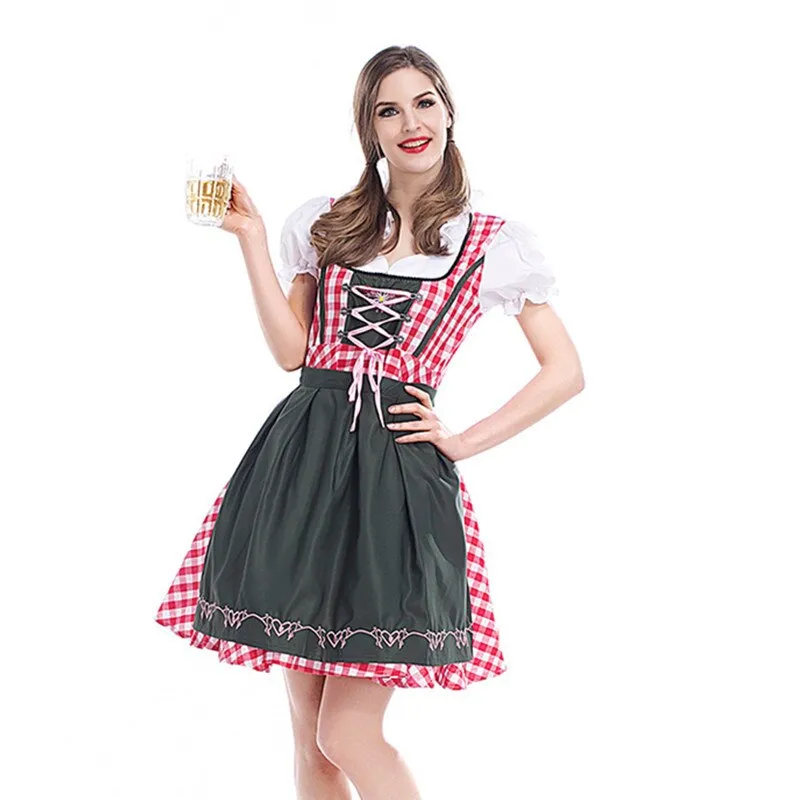 S-6XL Hot Sale Traditional Women Dirndl Oktoberfest Costume German Wench Maid Dirndl Fancy Dress Halloween Party Outdit