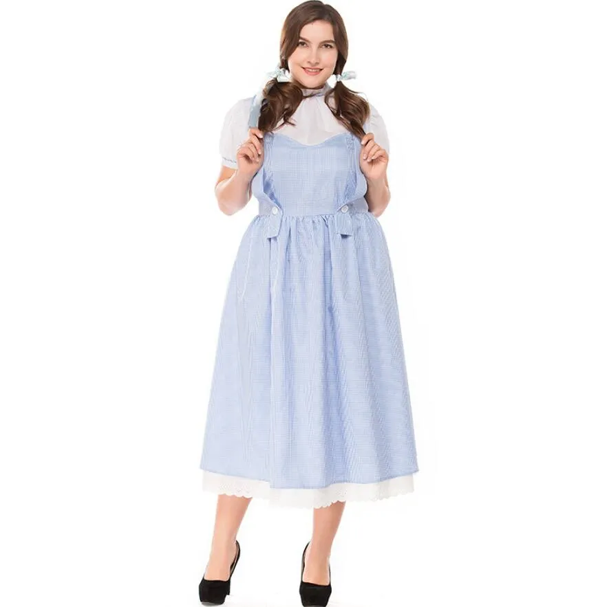 S-XXXL New Sexy Maid Costume Gothic Lolita Long Dress Alice Maid Uniform Adult Halloween Costumes For Women