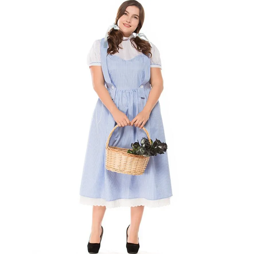 S-XXXL New Sexy Maid Costume Gothic Lolita Long Dress Alice Maid Uniform Adult Halloween Costumes For Women