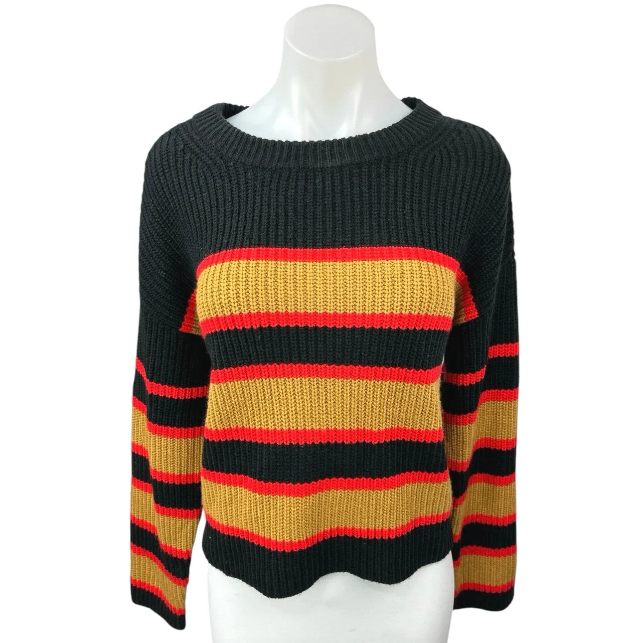 Sanctuary Women's Ezra Striped Knit Black Red Yellow Pullover Sweater Top Size S