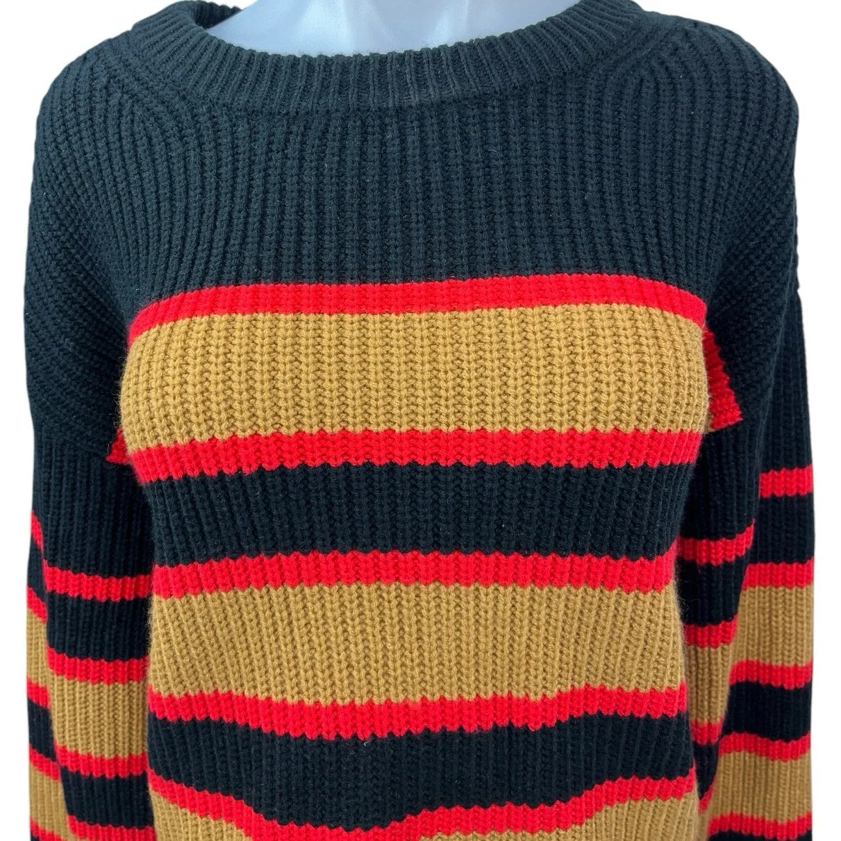 Sanctuary Women's Ezra Striped Knit Black Red Yellow Pullover Sweater Top Size S