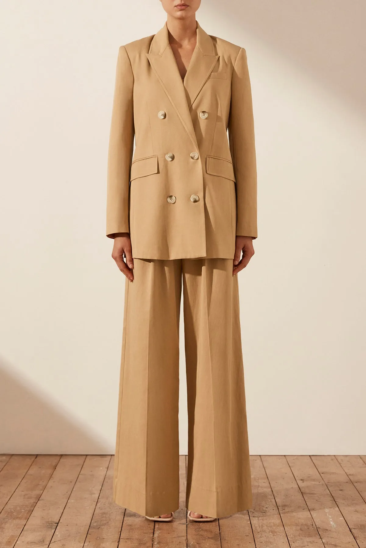 Sara Peak Lapel Blazer - Camel