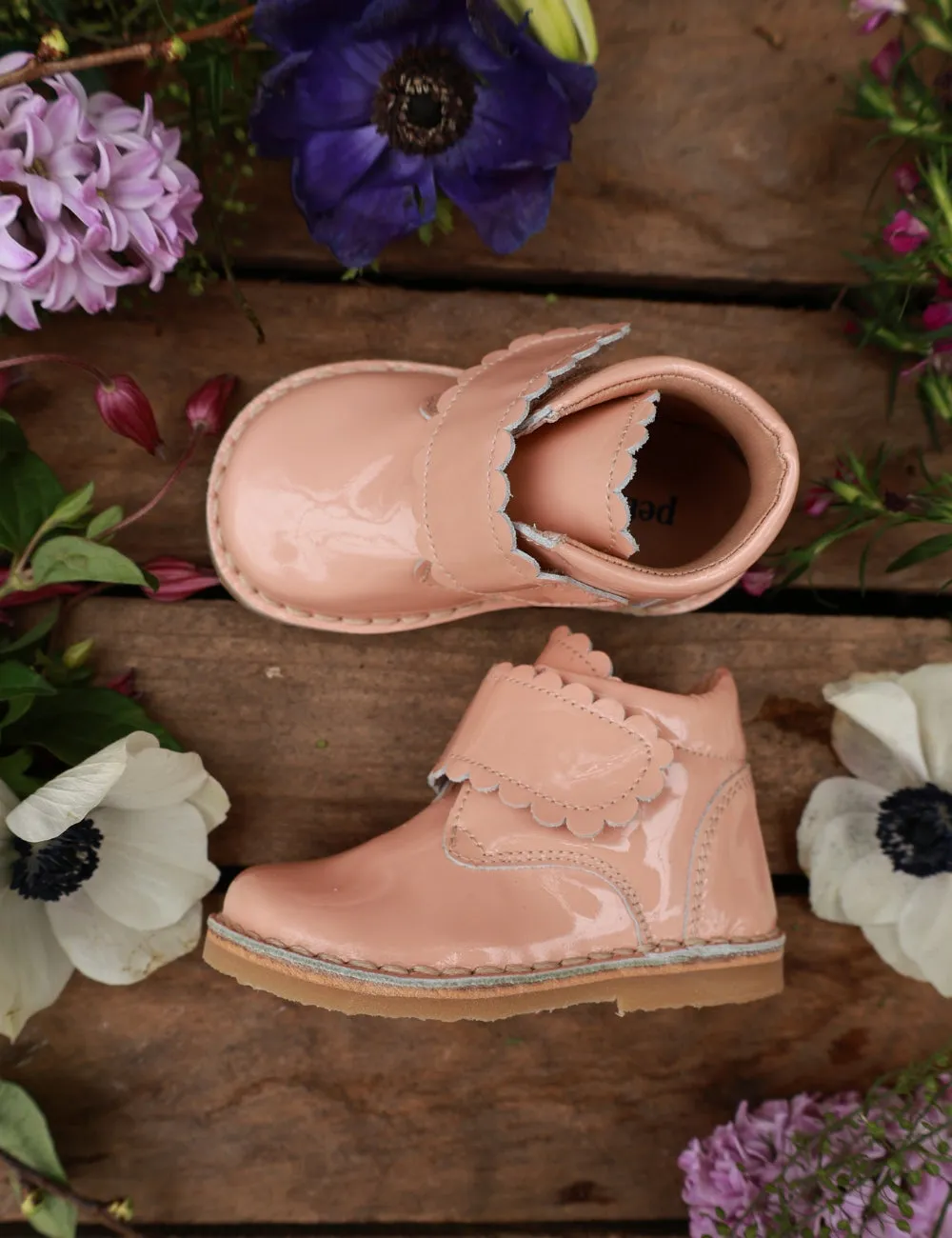 Scallop Velcro Boot - Blush