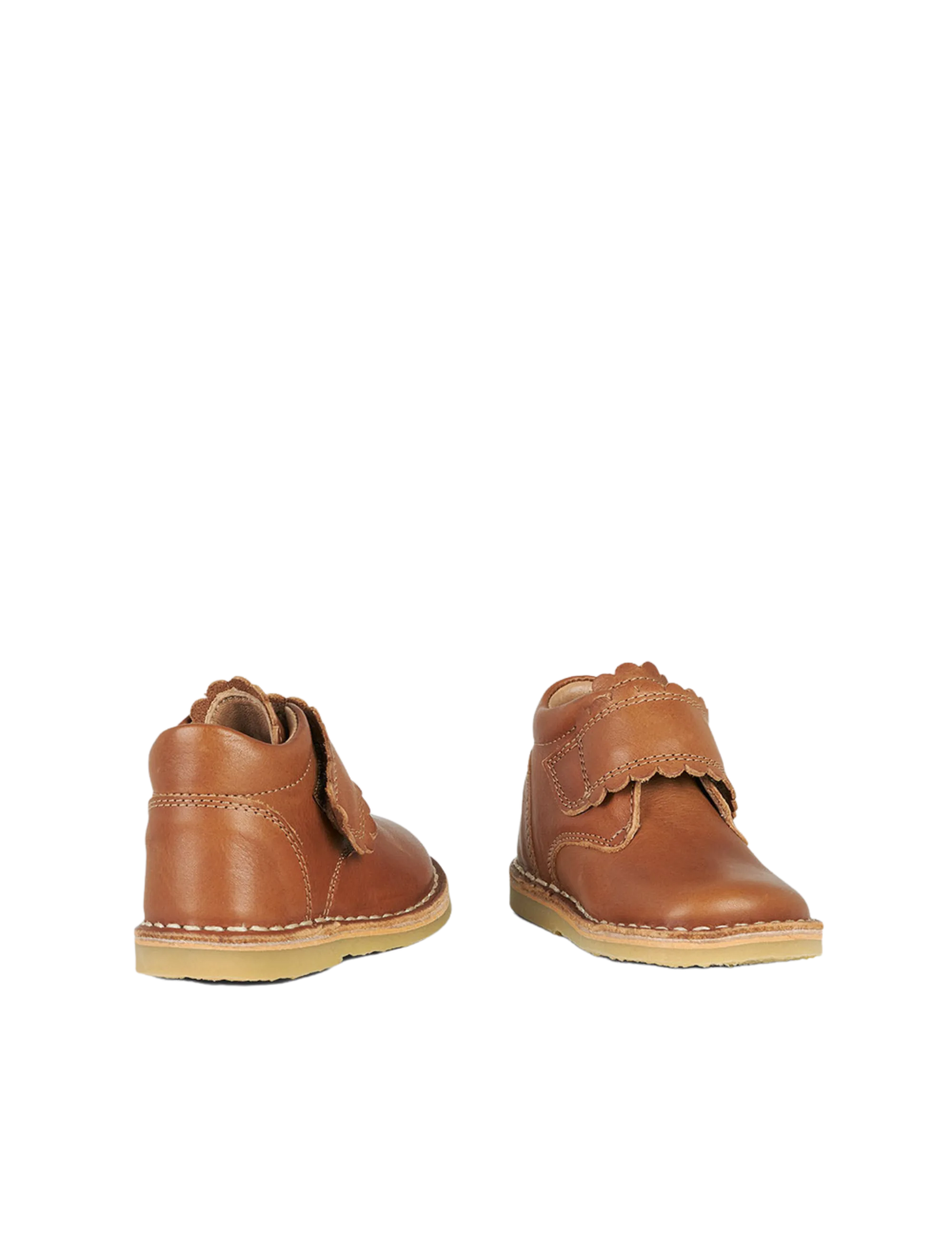 Scallop Velcro Boot - Cognac