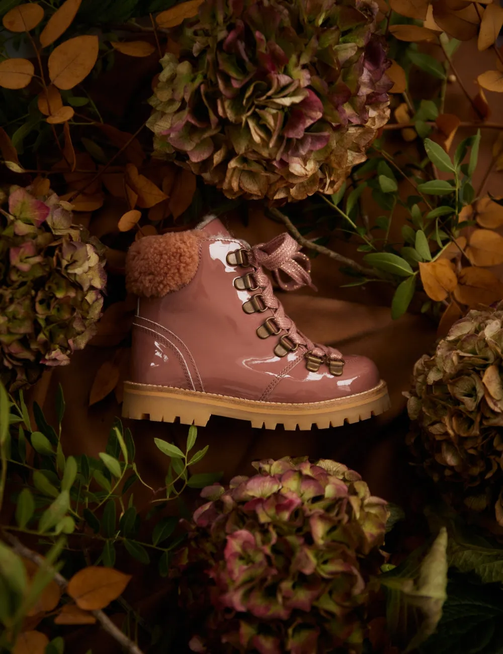 Shearling Winter Boot - Rose Clay Patent